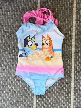 Bluey One Piece Ruffle Swimsuit, 4T